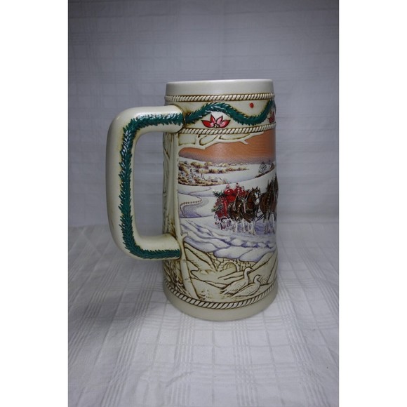 Budweiser 1996 Ceramic Collectible Holiday Stein "American Homestead" Clydesdale - Picture 6 of 11